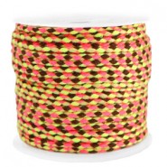 Trendy gevlochten koord 2mm Neon yellow-pink